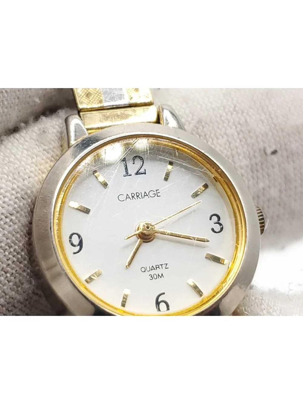 Carriage By Timex Quartz Watch Womens New Battery Two-Tone Expandable Band 20mm
